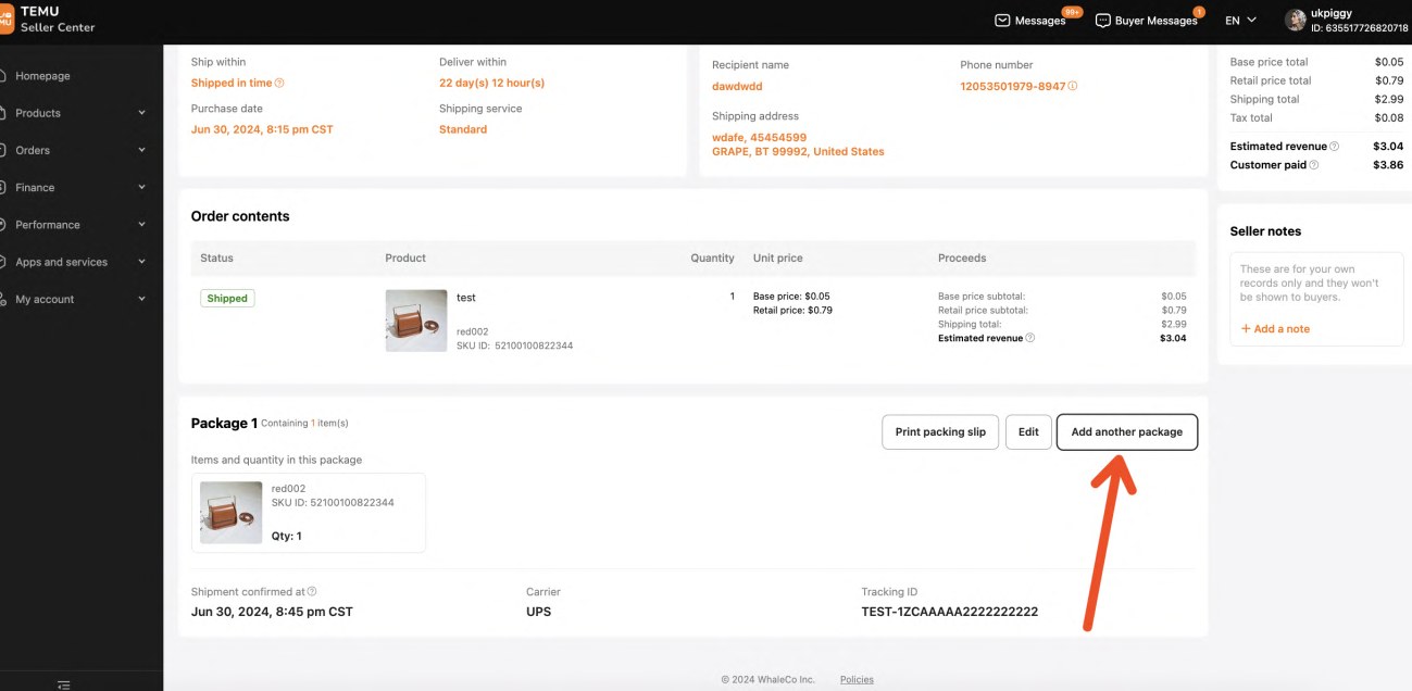Màn hình Combined Shipping nhóm các đơn cùng địa chỉ