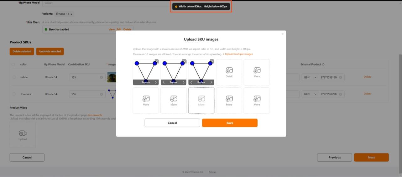 Màn hình Item Supply (Offer) link shipping template TEMU